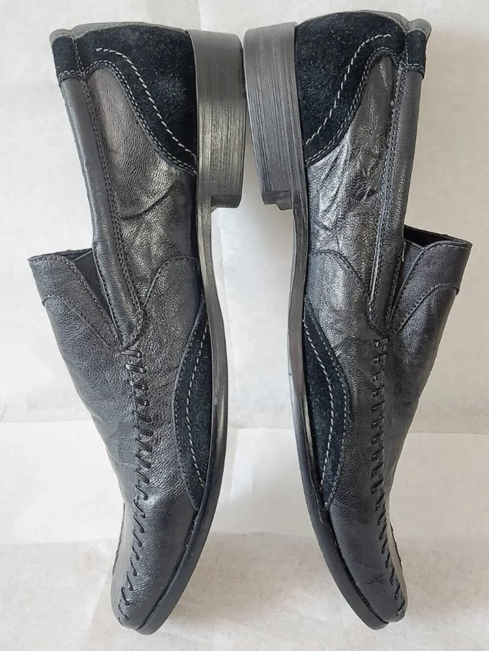 Stacy Adams Black Leather Dress Shoes Size 12 M Square Toe Comfy Slip-on Loafers